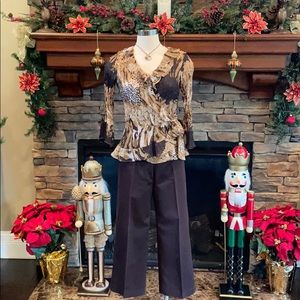 SUNNY TAYLOR PETITE CRINKLE WRAP BLOUSE